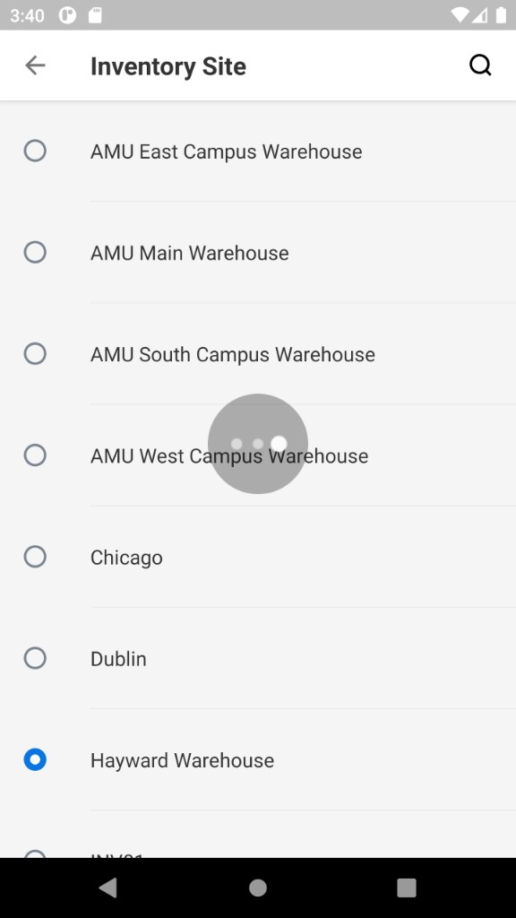 Before — site picker with widely spaced rows
